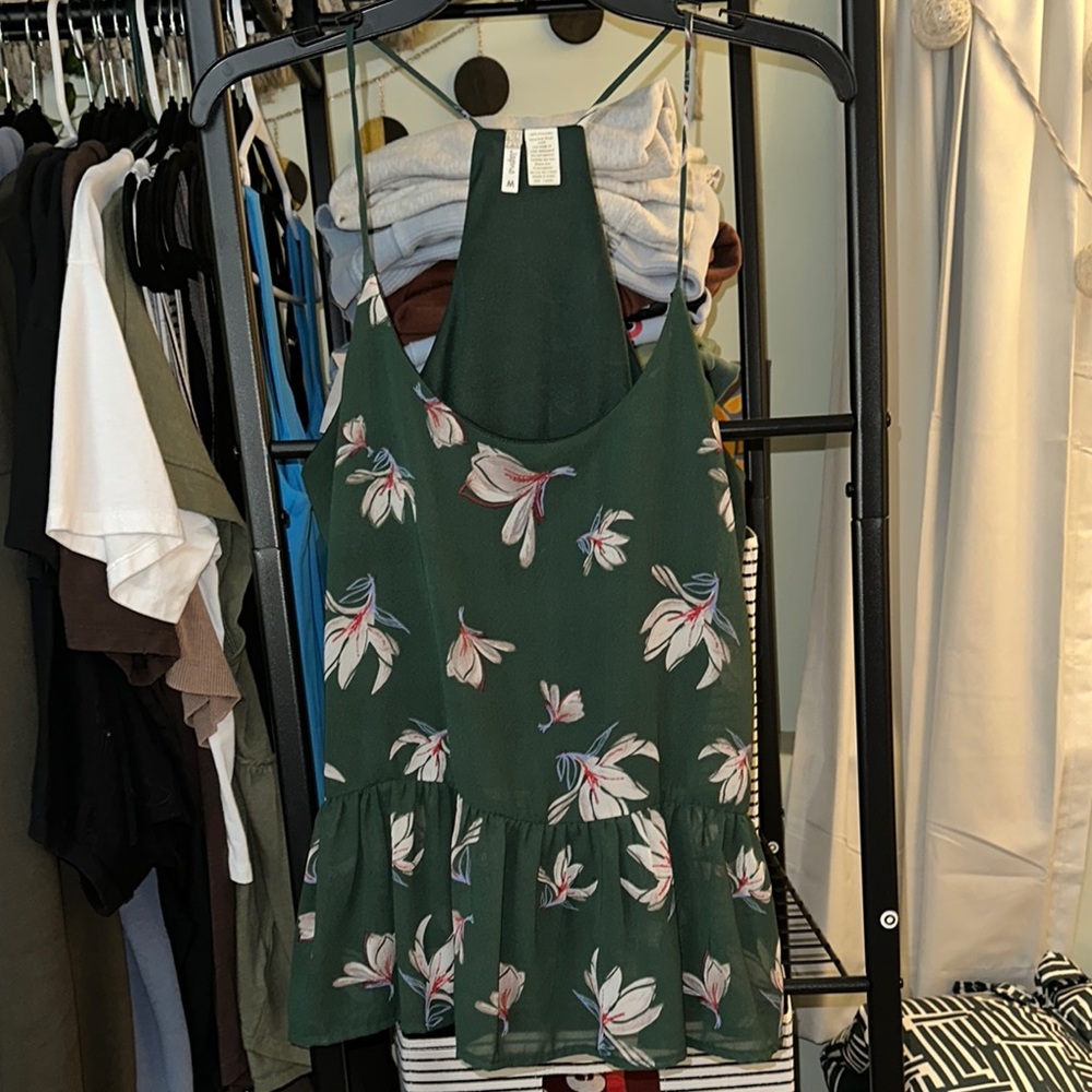 Japna Green Peplum Halter Tank Top